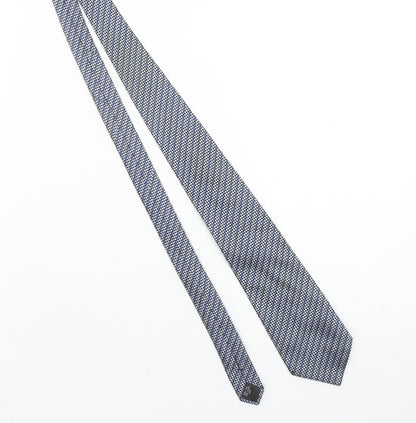 Dehavilland Men's Blue Checked 100% Silk Slim Tie