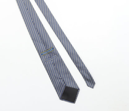 Dehavilland Men's Blue Checked 100% Silk Slim Tie