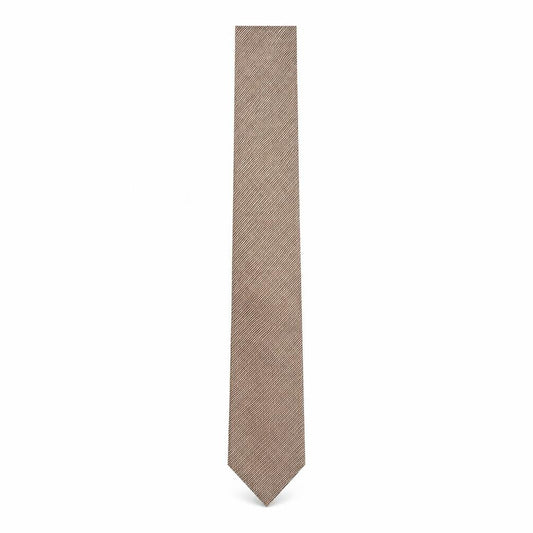Valeria Bold Men's Brown Geometric Handmade Silk Tie