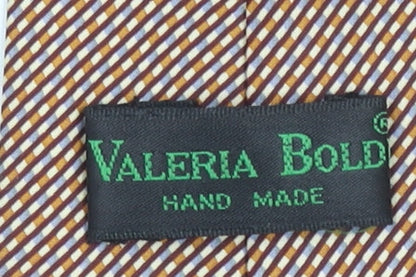 Valeria Bold Men's Brown Geometric Handmade Silk Tie