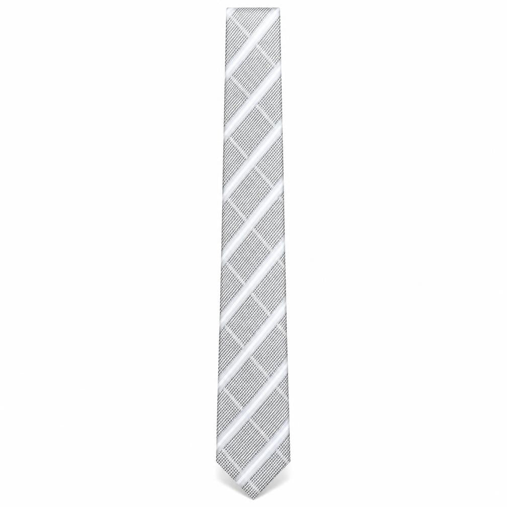 Mens Tie Rack Grey Houndstooth 100% Polyester Slim Tie
