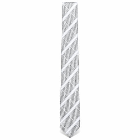 Mens Tie Rack Grey Houndstooth 100% Polyester Slim Tie