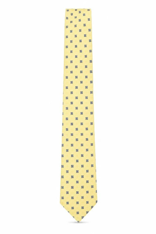 Mens Angelo Bosani Yellow Geometric 100% Silk Designer Tie