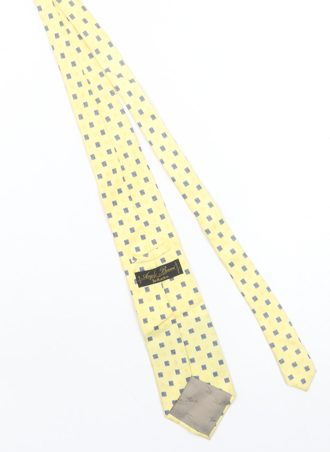 Angelo Bosani Men’s Yellow Geometric Silk Tie – 100% Silk Made in Italy