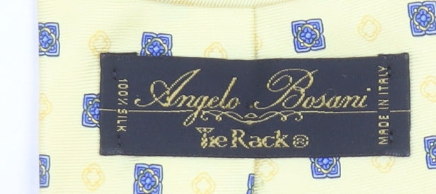 Angelo Bosani Men’s Yellow Geometric Silk Tie – 100% Silk Made in Italy