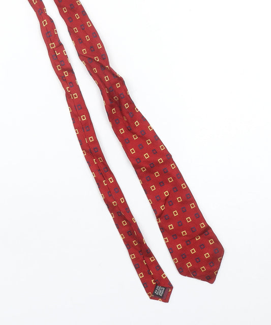 Charles Tyrwhitt Men's Red Geometric Silk Tie Made in England