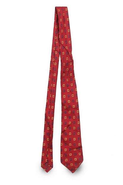 Mens Charles Tyrwhitt Red Geometric 100% Silk Pointed Tie