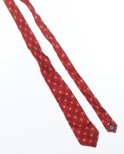 Charles Tyrwhitt Men's Red Geometric Silk Tie Made in England