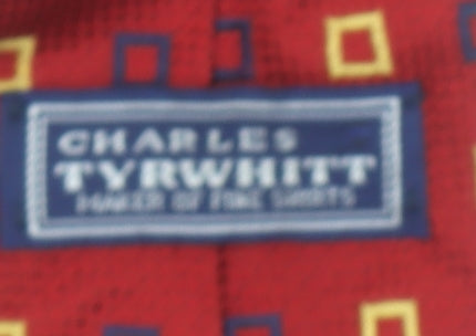 Charles Tyrwhitt Men's Red Geometric Silk Tie Made in England
