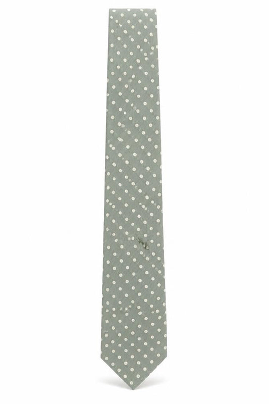Mens Marks and Spencer Green Polka Dot 100% Silk Pointed Tie