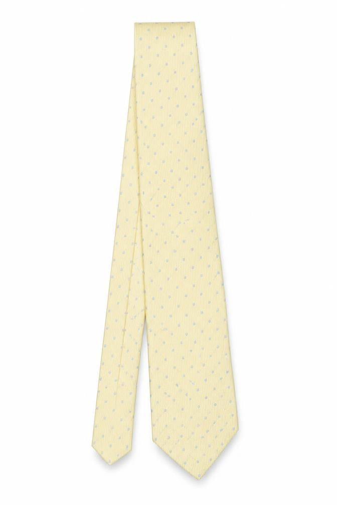 Mens Daniel Hechter Yellow Polka Dot 100% Silk Designer Tie