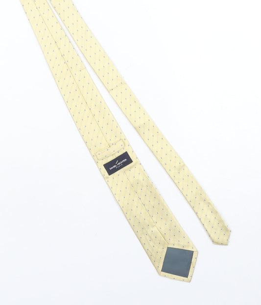 Daniel Hechter Men’s Yellow Polka Dot Silk Designer Tie One Size