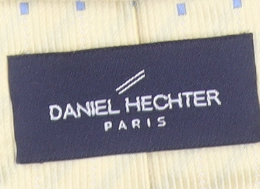 Mens Daniel Hechter Yellow Polka Dot 100% Silk Designer Tie