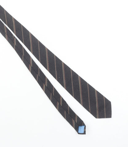 Craigmill Men's Black Striped Wool Slim Tie Made in Scotland