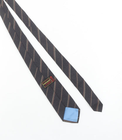 Craigmill Men's Black Striped Wool Slim Tie Made in Scotland