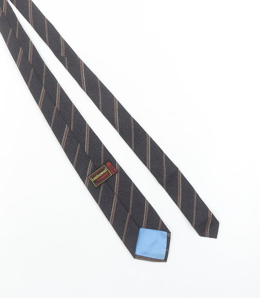 Craigmill Men's Black Striped Wool Slim Tie Made in Scotland