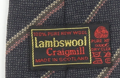 Craigmill Men's Black Striped Wool Slim Tie Made in Scotland