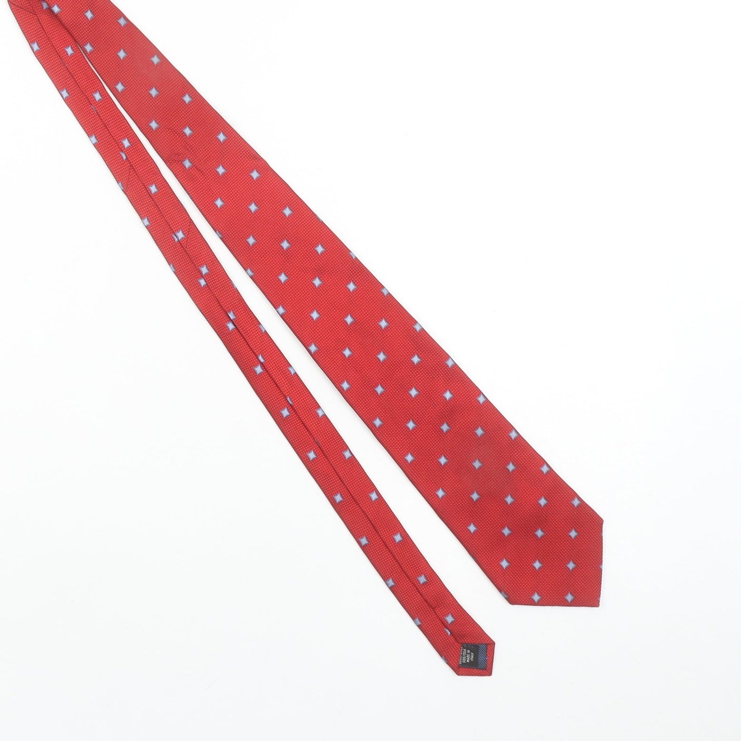 Baumler Men’s Red Silk Geometric Pointed Tie Made in Italy One Size
