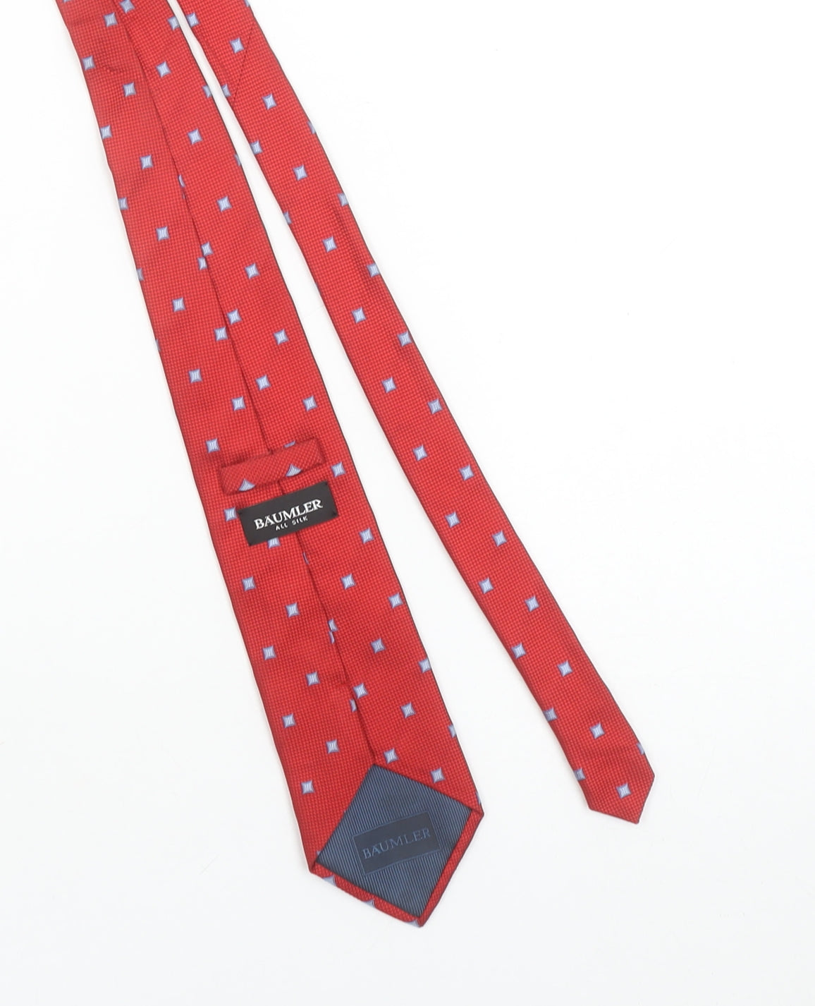 Baumler Men’s Red Silk Geometric Pointed Tie Made in Italy One Size