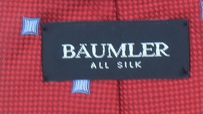 Baumler Men’s Red Silk Geometric Pointed Tie Made in Italy One Size