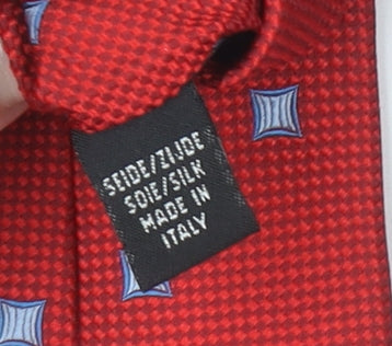 Baumler Men’s Red Silk Geometric Pointed Tie Made in Italy One Size
