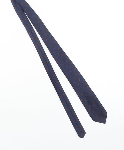 Glenora Men's Navy Blue Pure Silk Patterned Tie