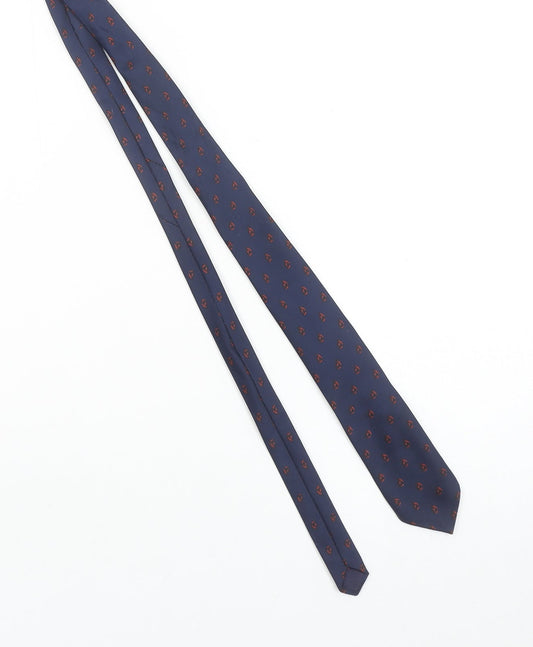 Glenora Men's Navy Blue Pure Silk Patterned Tie