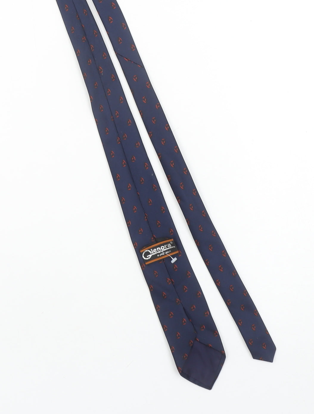 Glenora Men's Navy Blue Pure Silk Patterned Tie