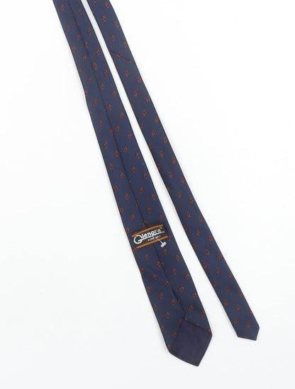 Glenora Men's Navy Blue Pure Silk Patterned Tie