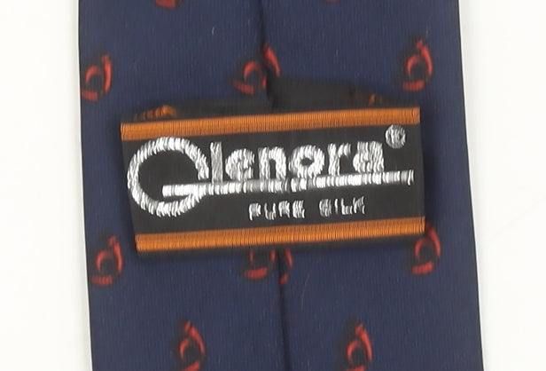 Glenora Men's Navy Blue Pure Silk Patterned Tie