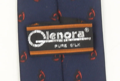 Glenora Men's Navy Blue Pure Silk Patterned Tie