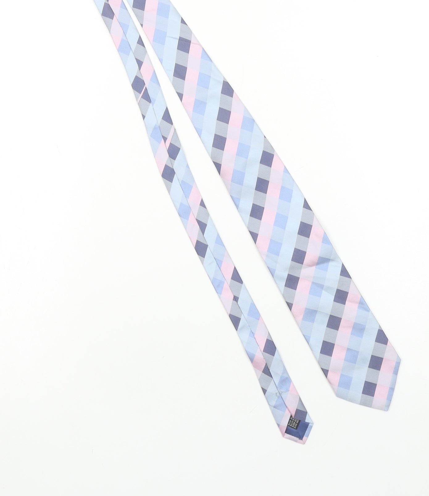 Baumler Men's Blue Checked 100% Silk Designer Tie One Size