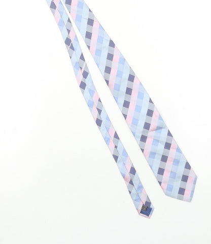 Baumler Men's Blue Checked 100% Silk Designer Tie One Size