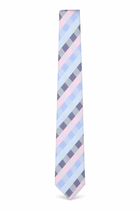 Bäumler Men's Blue Checked 100% Silk Designer Tie One Size
