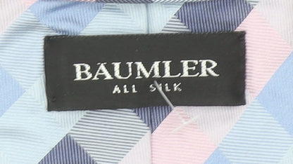 Baumler Men's Blue Checked 100% Silk Designer Tie One Size