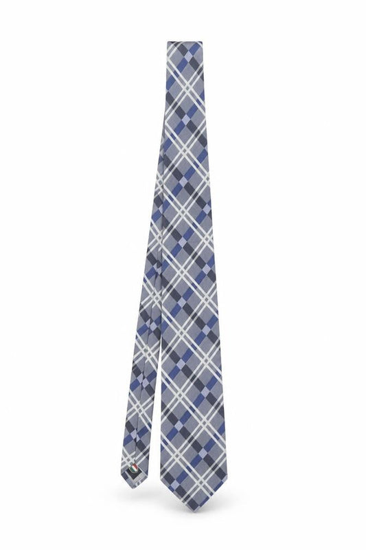 Mens Profuomo Blue Plaids & Checks 100% Silk Designer Tie