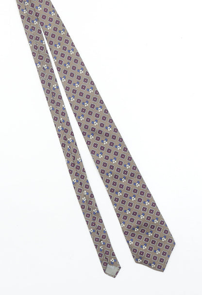 Mens Balancine Beige Geometric 100% Silk Designer Tie