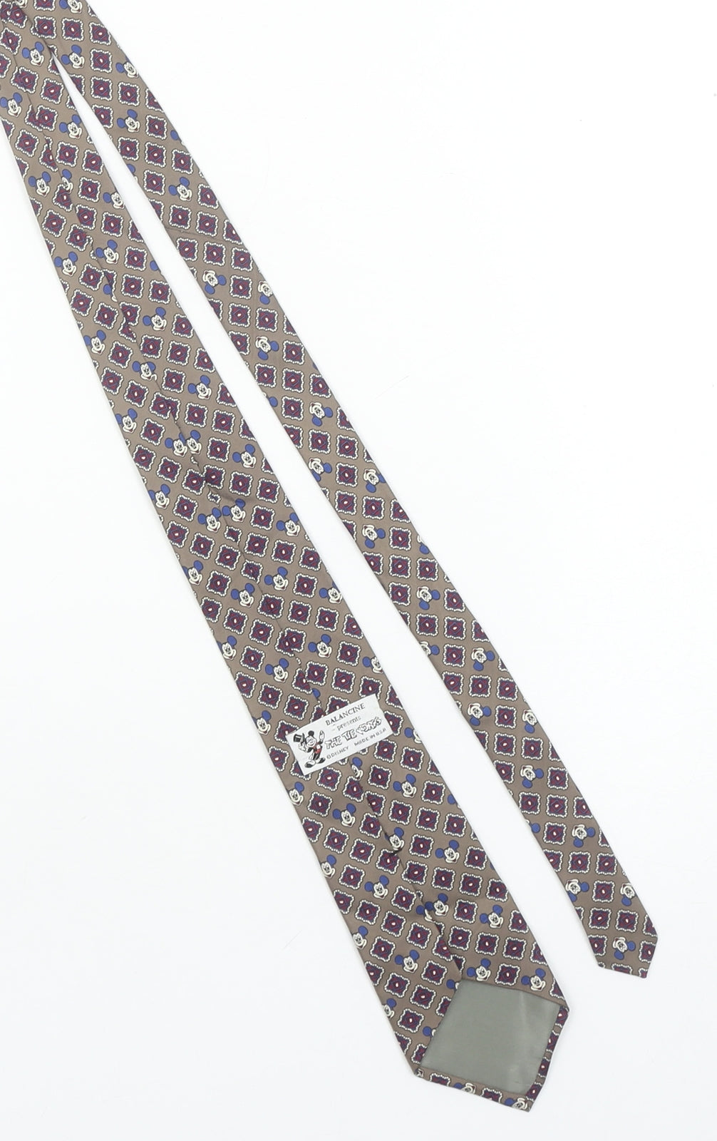 Mens Balancine Beige Geometric 100% Silk Designer Tie