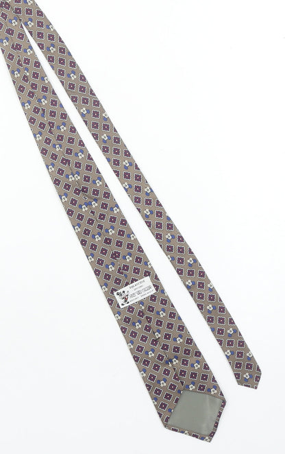 Mens Balancine Beige Geometric 100% Silk Designer Tie