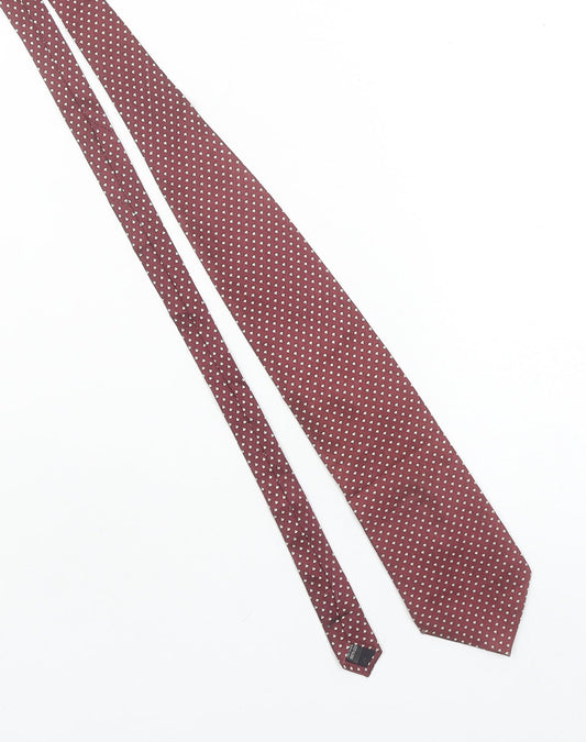 Victor Laurent Men's Red Polka Dot 100% Silk Tie Handmade 176cm