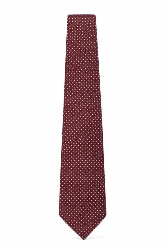 Mens Victor Laurent Red Polka Dot 100% Silk Designer Tie