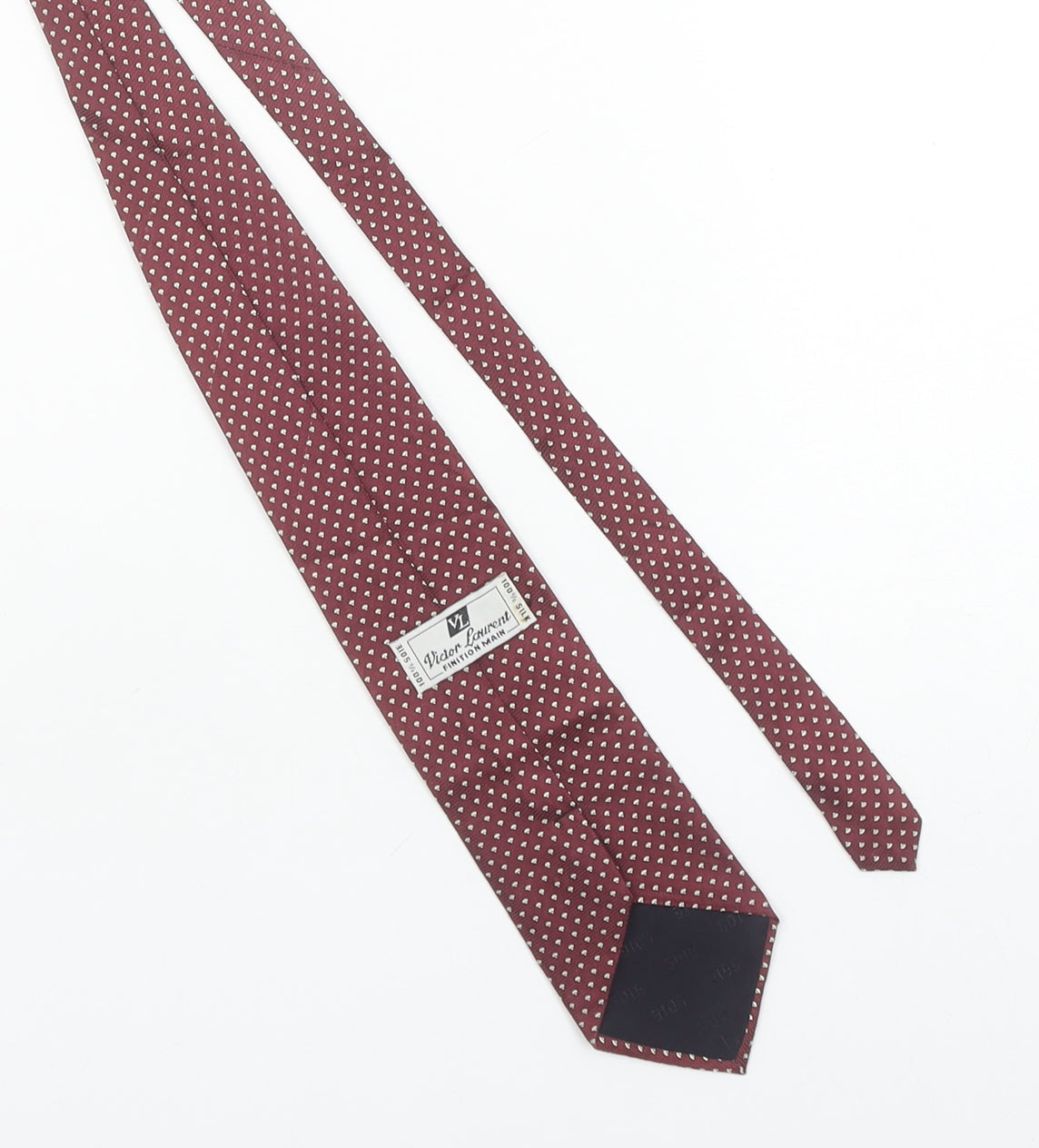 Mens Victor Laurent Red Polka Dot 100% Silk Designer Tie