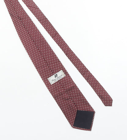 Mens Victor Laurent Red Polka Dot 100% Silk Designer Tie