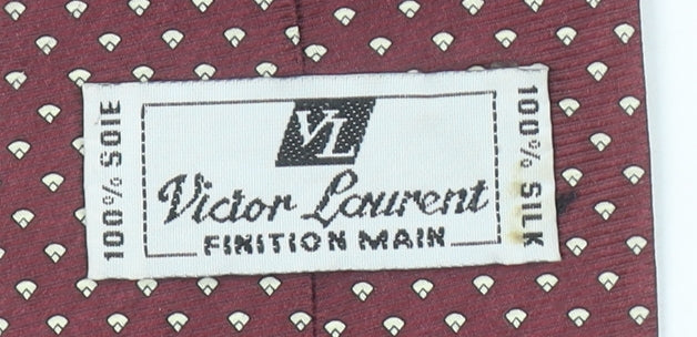 Mens Victor Laurent Red Polka Dot 100% Silk Designer Tie