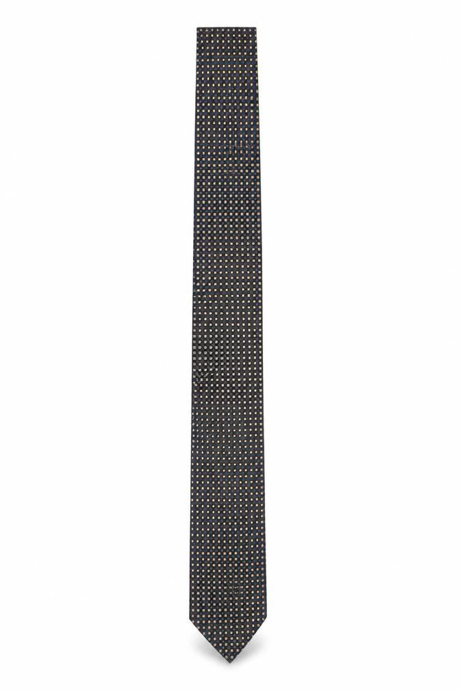 Mens Chevalit Blue Geometric 100% Silk Slim Tie