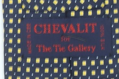 Chevalit Silk Blue and Yellow Geometric Men's Tie 176cm