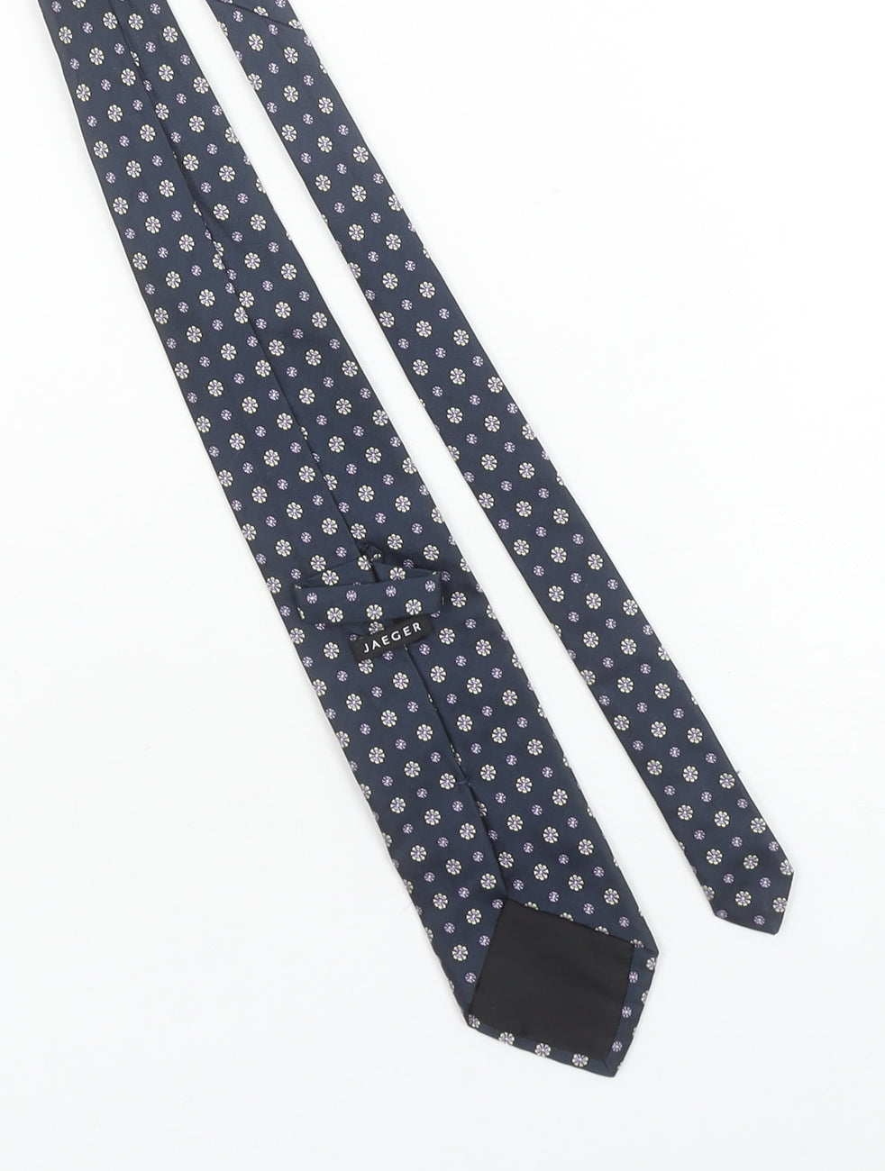 Mens Jaeger Blue Floral 100% Silk Pointed Tie