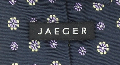 Mens Jaeger Blue Floral 100% Silk Pointed Tie