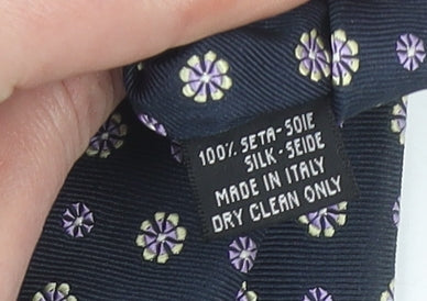 Mens Jaeger Blue Floral 100% Silk Pointed Tie