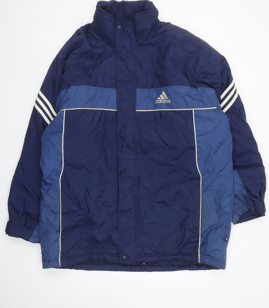 Adidas Men's Blue L Puffer Jacket Waterproof Nylon Polyester